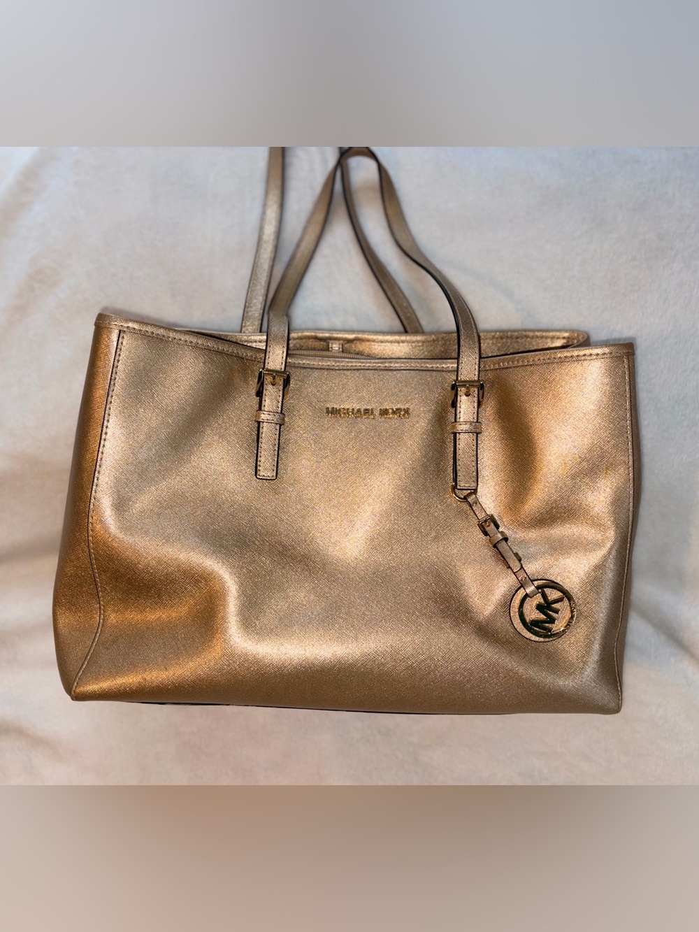 MICHAEL MK Gold Leather Tote Bag
